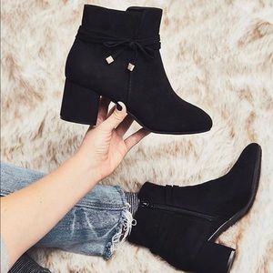 Black Faux Suede Booties